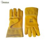 Guante de cuero modelo LDS reforzado en la palma color amarillo