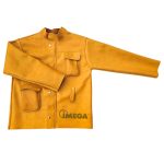 Casaca de cuero de res amarillo para soldador