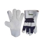Guante de cuero blanco reforzado exterior por gamusa modelo RCD